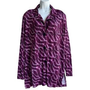 JUST MY SIZE Purple Animal Print Tunic Top Plus 2X Slinky Knit Versatile Shirt